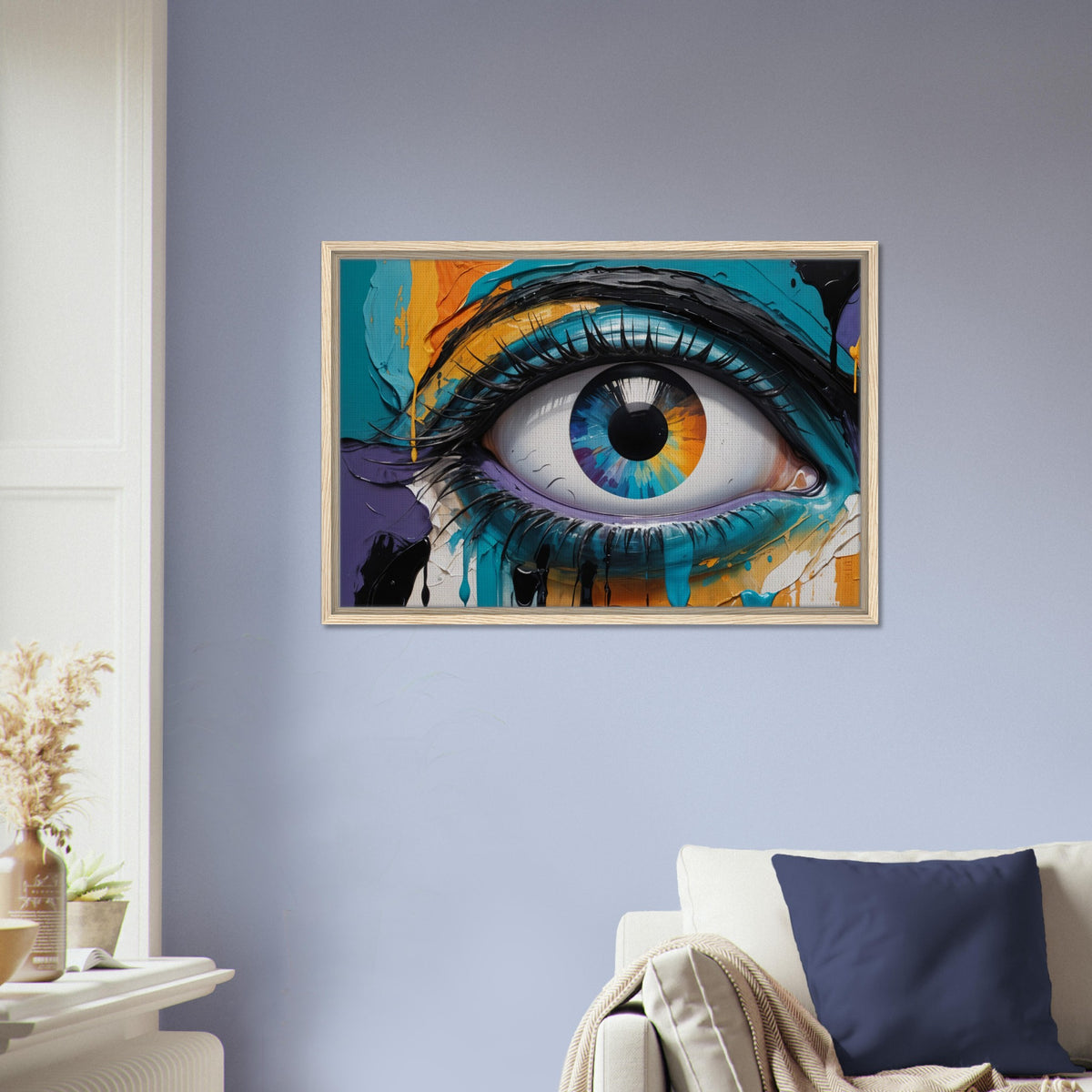 Bold Perspective - Framed Eye in Vibrant Paint - - Framed Canvas