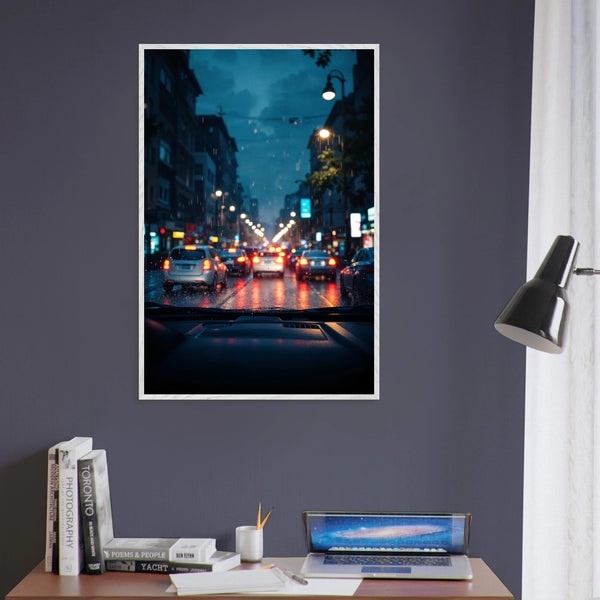 Bonfire Serenity – Framed Art Gift for Adventurers - White frame - Wooden Framed Posters