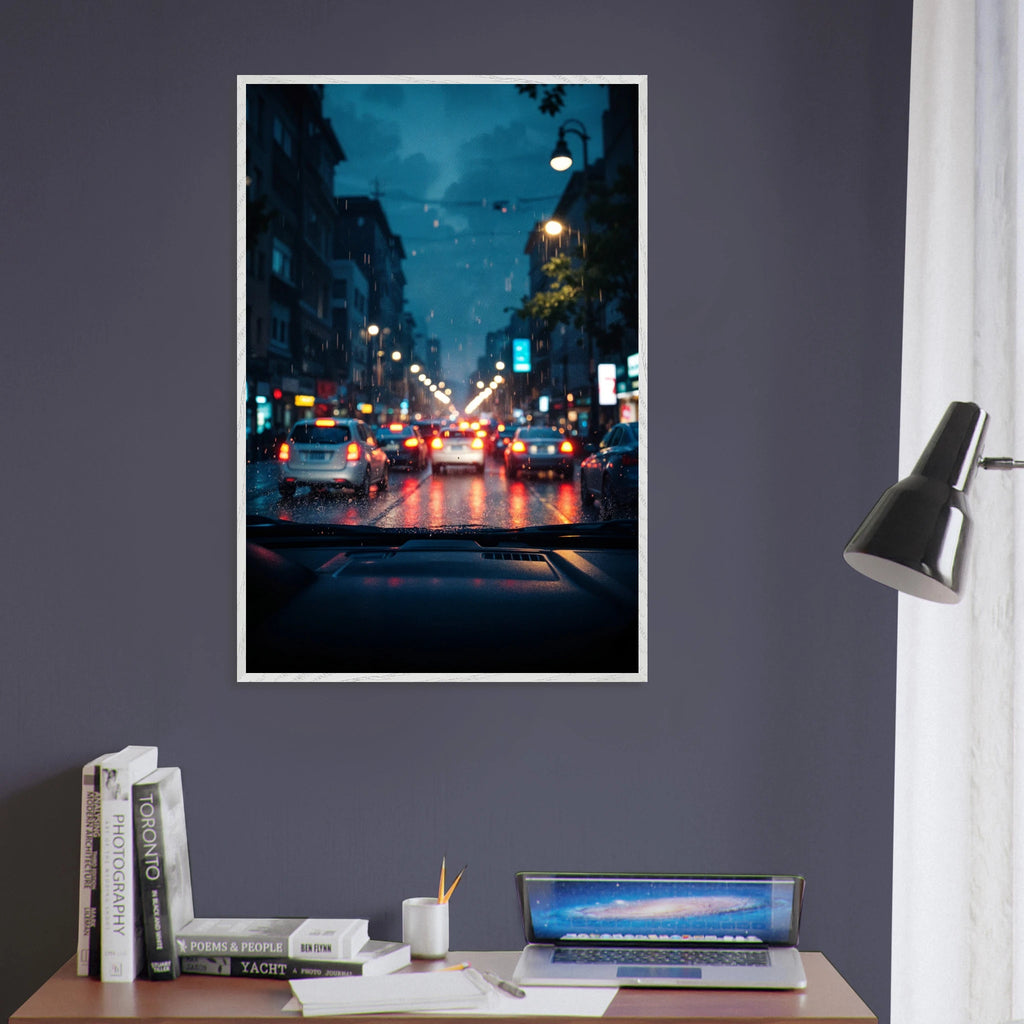 Bonfire Serenity – Framed Art Gift for Adventurers - White frame - Wooden Framed Posters