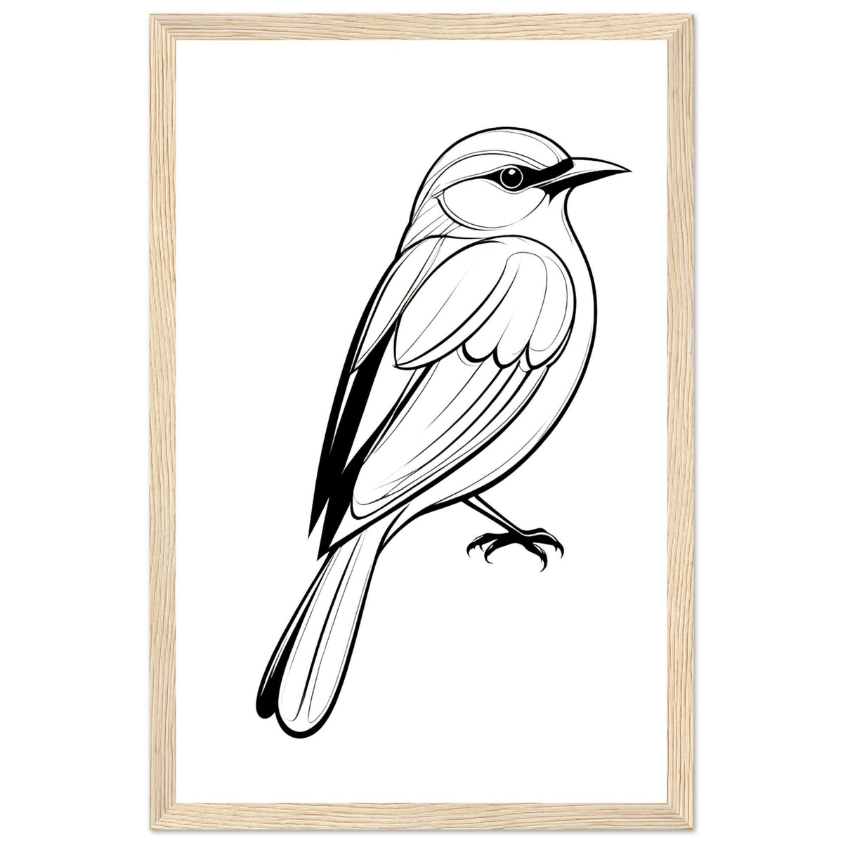 Serenity in Lines - Framed Bird Poster - 28x43 cm XL (11x17″) Wood frame - Framed Posters