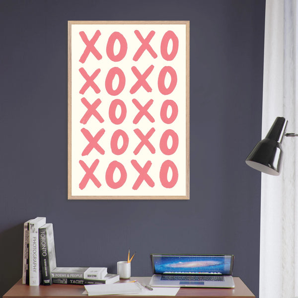 XOXO Hugs & Kisses Poster – Gift for Loved Ones - Wood frame - Wooden Framed Posters
