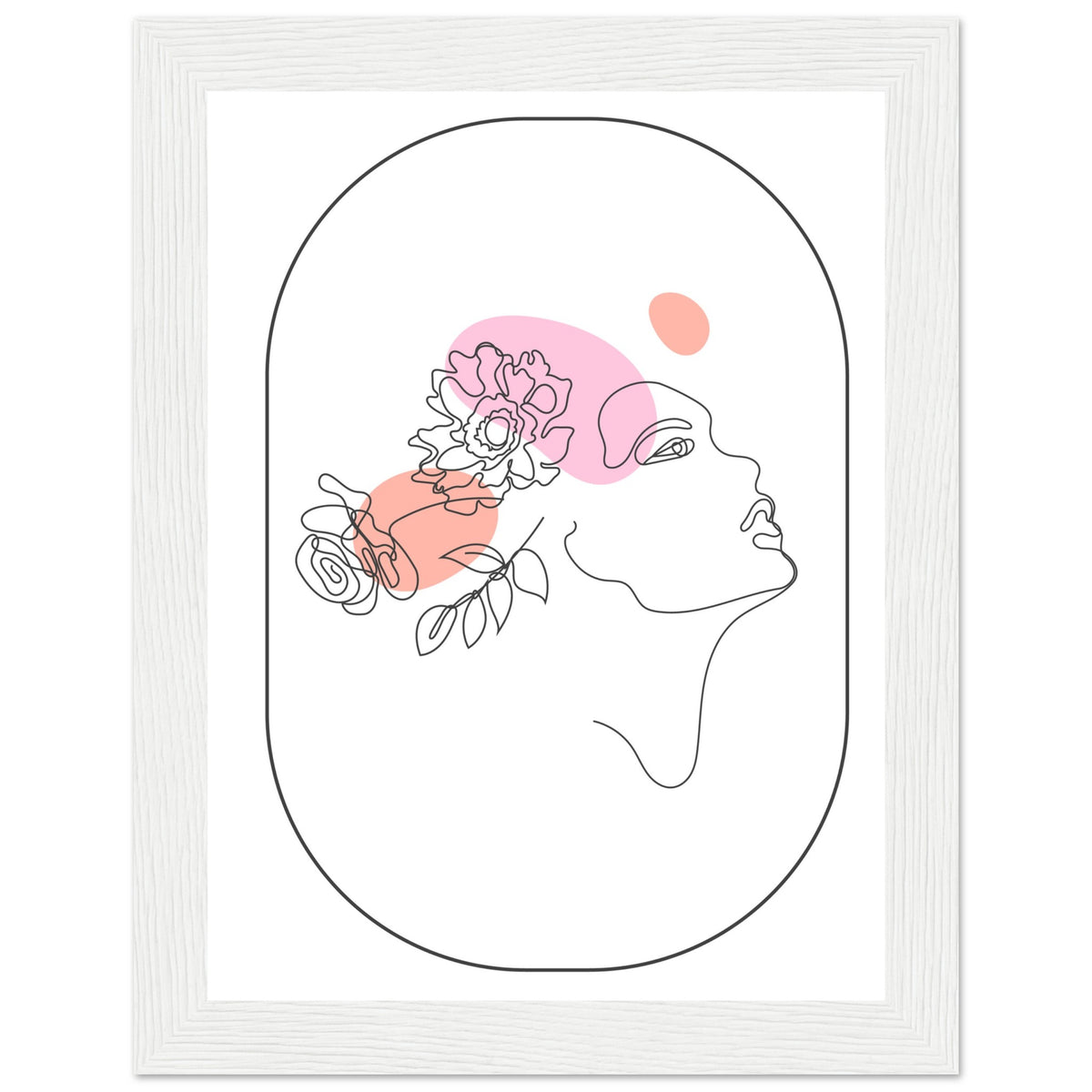 Ethereal Blossom Muse - Framed Line Art Poster - 15x20 cm 6x8″ White frame - Wooden Framed Posters