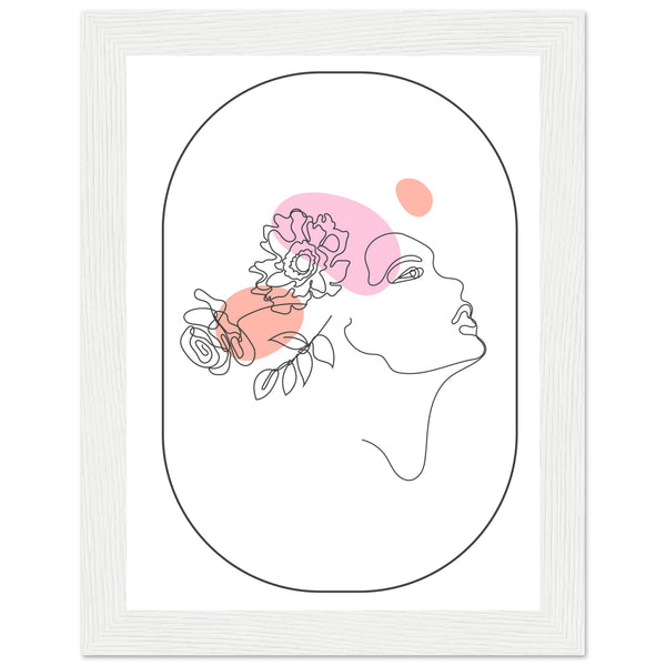 Ethereal Blossom Muse - Framed Line Art Poster - 15x20 cm 6x8″ White frame - Wooden Framed Posters