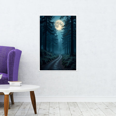 Image of Mystical Moonlight Over Woodland
