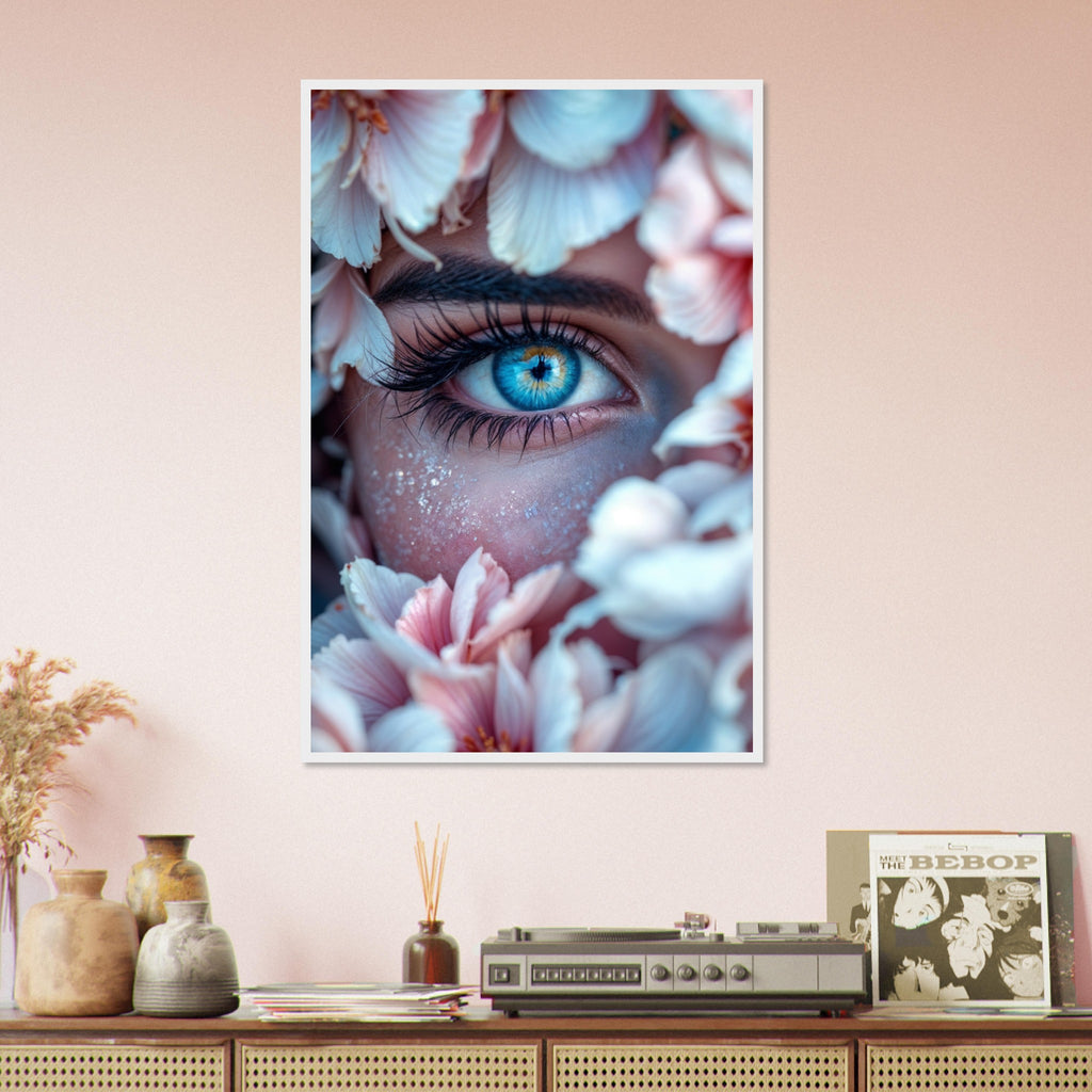 Inner Bloom - Eye with Floral Frame Print - 60x90 cm 24x36″ White frame - Framed Posters