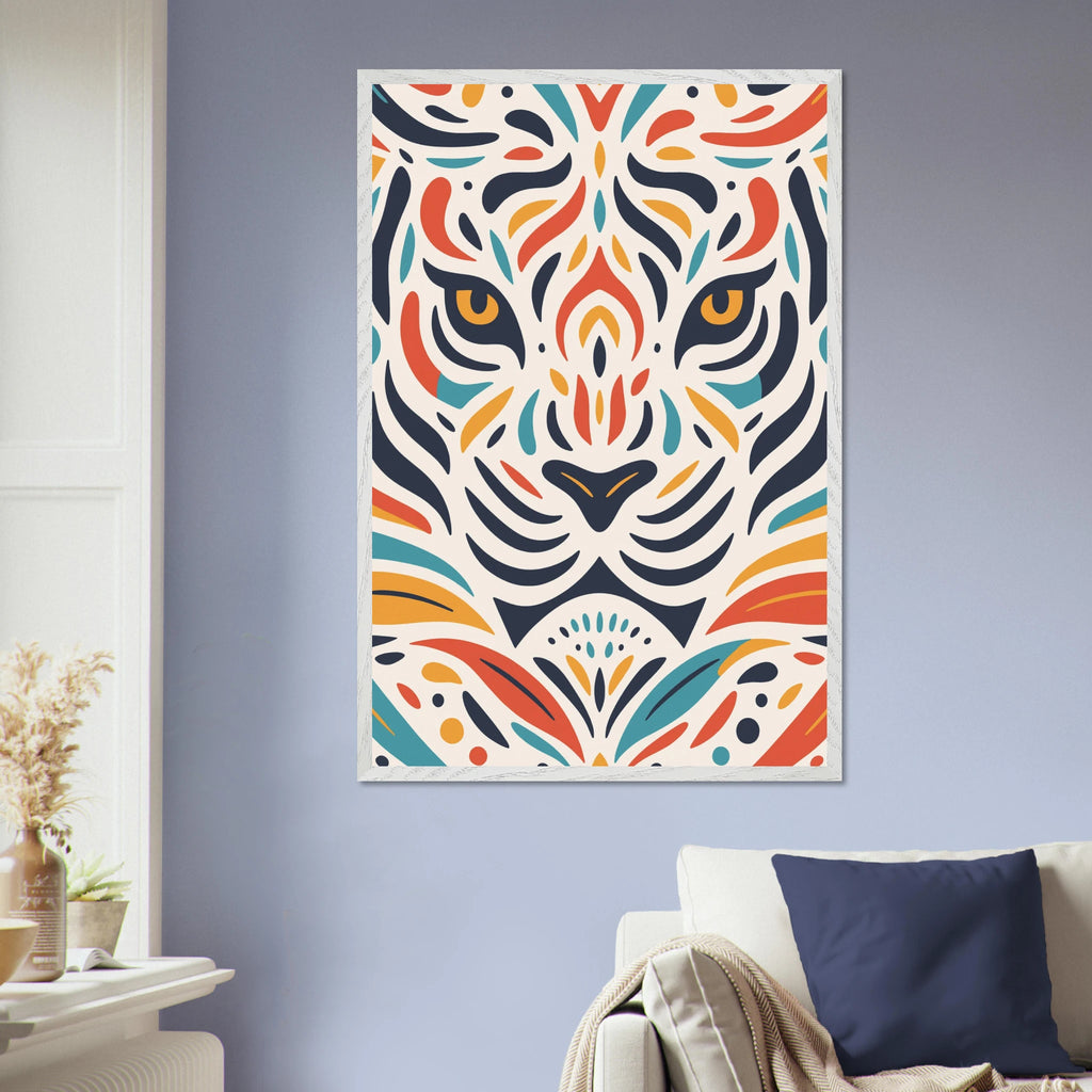 Abstract Tiger Wooden Framed Poster – Bold Art Gift - - Wooden Framed Posters