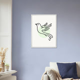 Grace in Flight - Bird Line Art Wooden Framed Poster - 45x60 cm 18x24″ White frame - Wooden Framed Posters