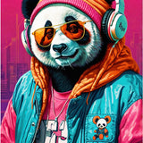 Hipster Beats - Bear & Panda - - Framed Posters