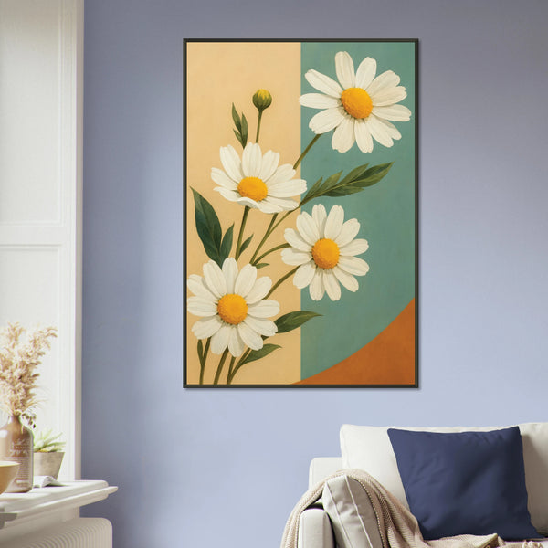 Golden Bloom – Floral Metal Framed Poster Gift - - Metal Framed Posters