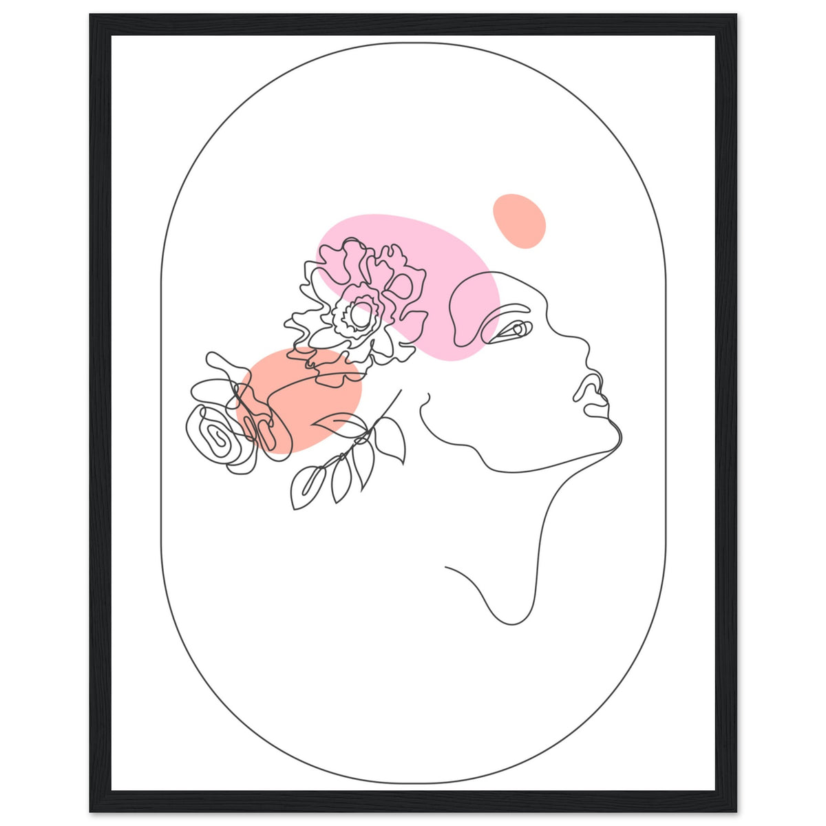 Ethereal Blossom Muse - Framed Line Art Poster - 40x50 cm 16x20″ Black frame - Wooden Framed Posters