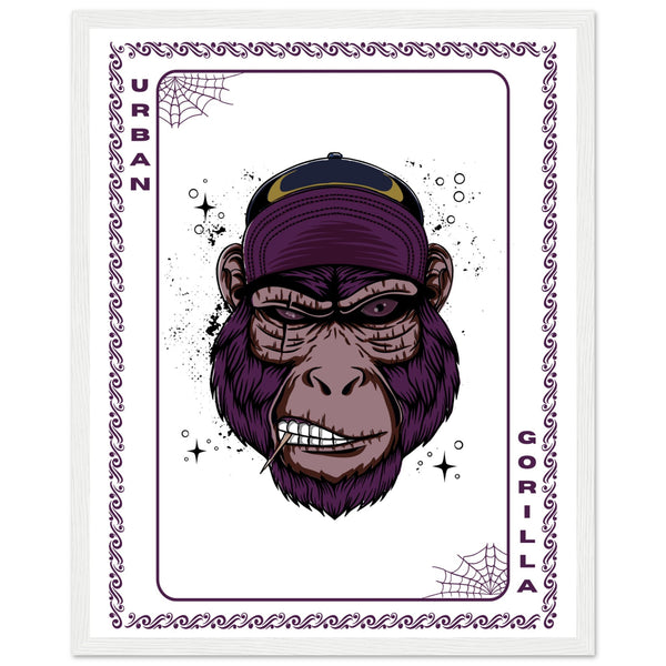 Elevate Your Decor - Steampunk, Funky, and Urban Gorilla Poster Set - 40x50 cm 16x20″ White frame Urban Gorilla - Wooden Framed Posters