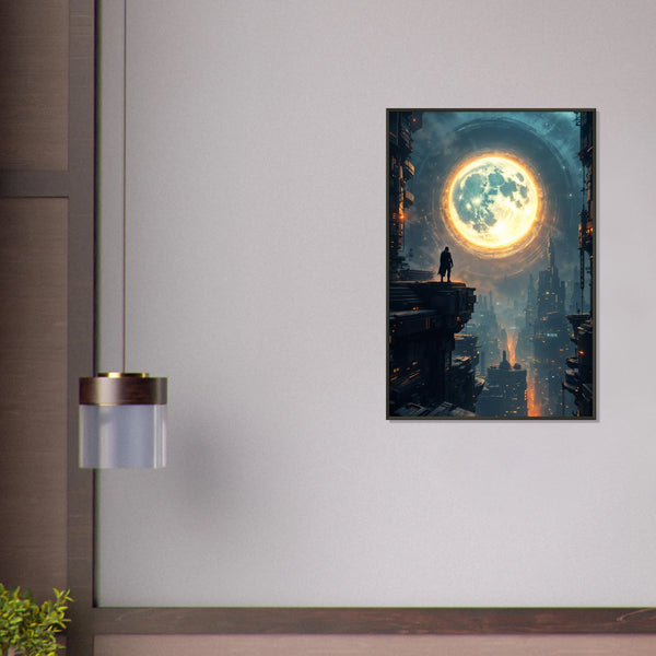 Sci-Fi Moonlight Poster – Gift for Dreamers & Explorers - Default Title - Metal Framed Posters