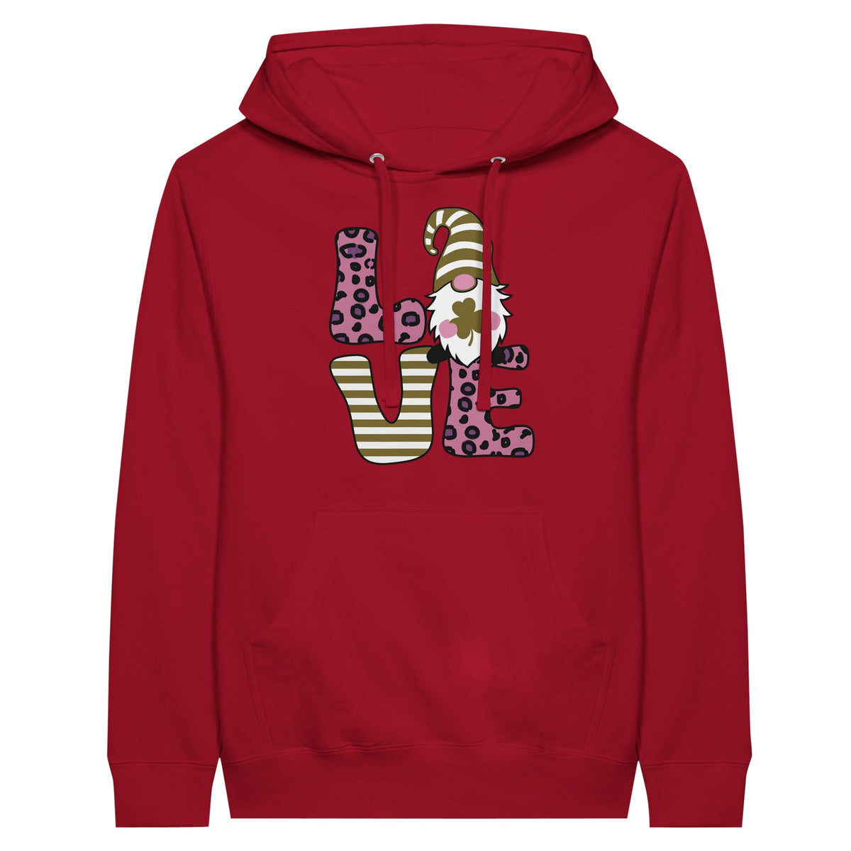 Christmas Gnome Love - Premium Unisex Pullover Hoodie - Red - Pullover Hoodies