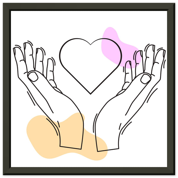 Heartfelt Embrace - Love Line Art Poster - 30x30 cm 12x12″ - Metal Framed Posters