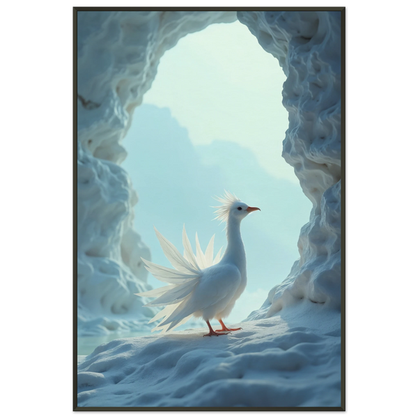 Icy Grace - White Bird in Cave Framed Poster - - Metal Framed Posters