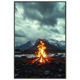 Campfire Mountain Poster Gift for Him - - Metal Framed Posters