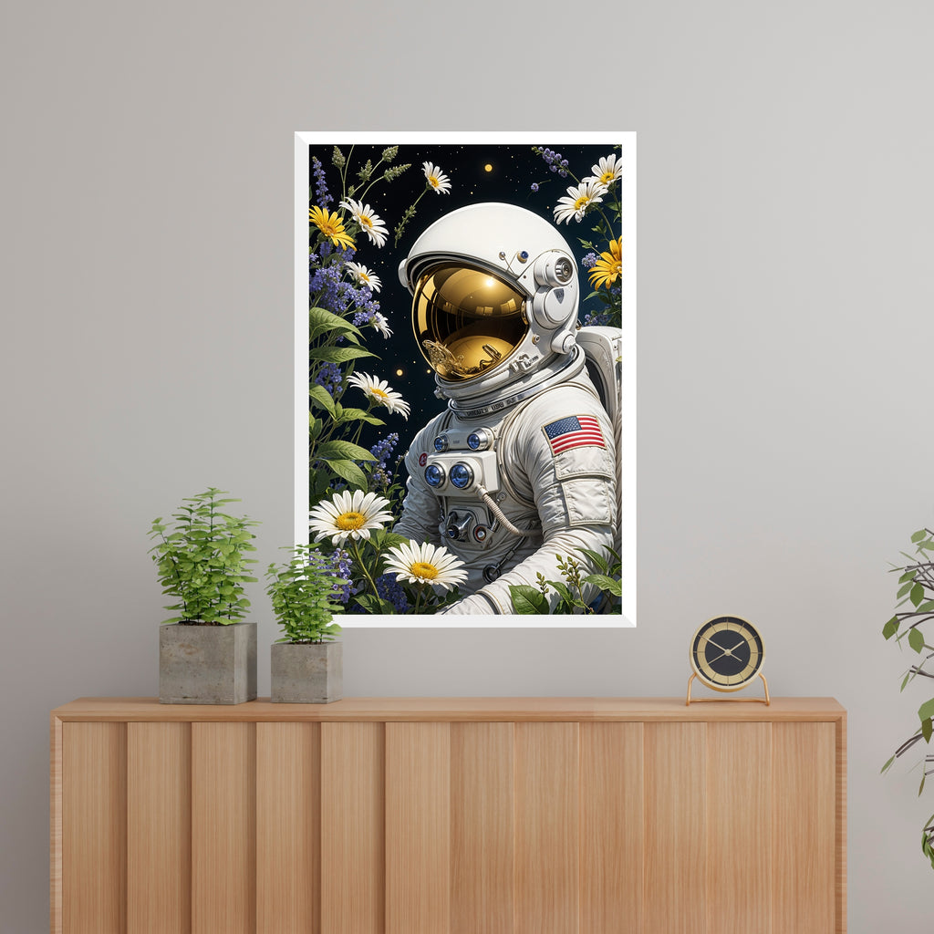 Floral Frontier - Astronaut in Bloom - 24x36 - Framed Posters