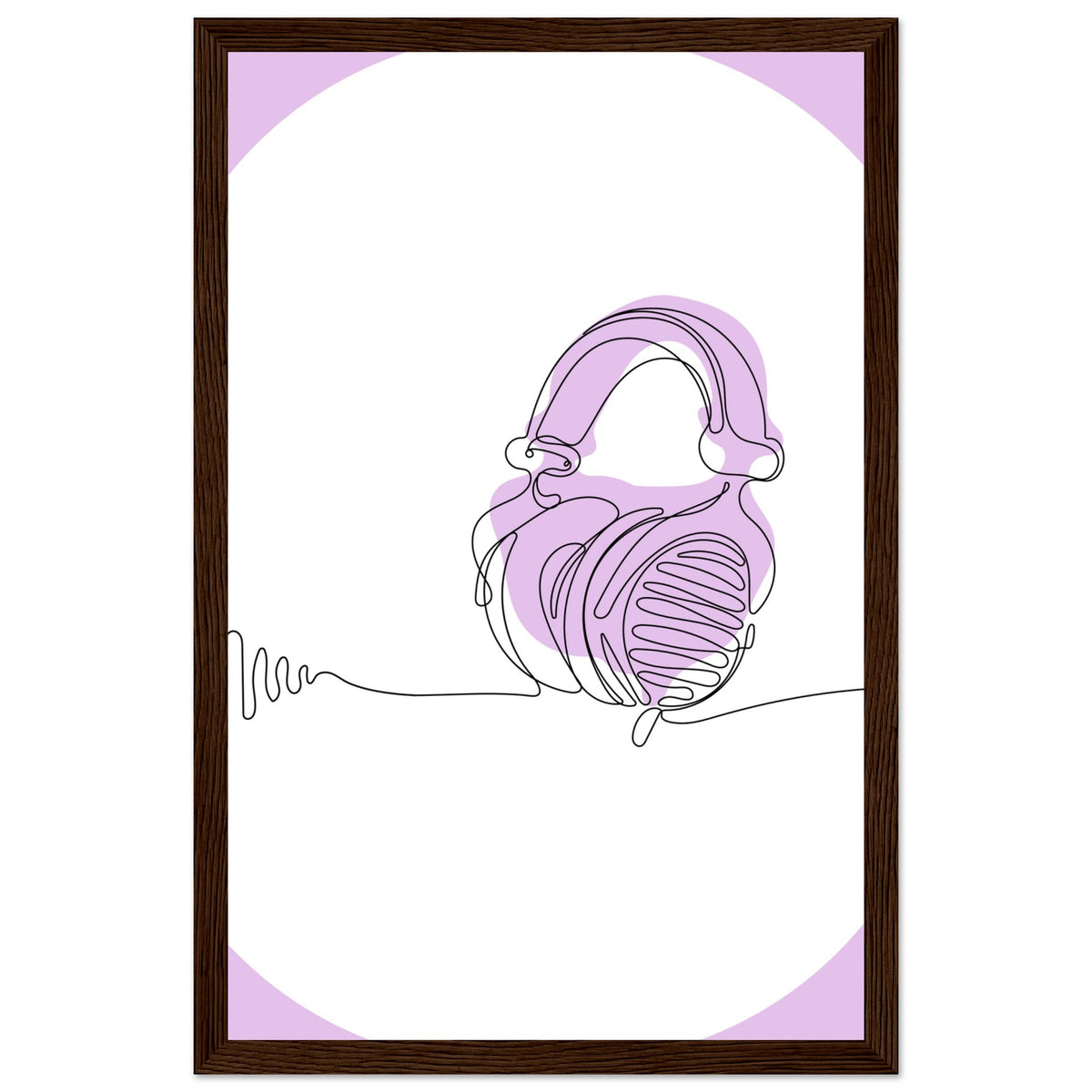 Melodic Moments - Stylish Headphones Print - 28x43 cm XL (11x17″) Dark wood frame - Framed Prints