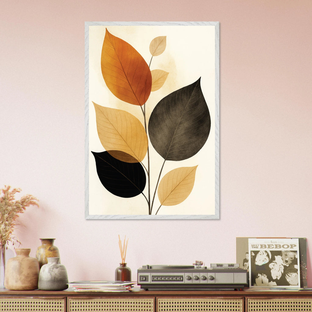 Golden Leaves Harmony – Wooden Framed Poster Gift - - Wooden Framed Posters
