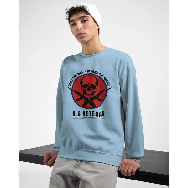 Defend with Pride - U.S. Veteran Patriotic Sweatshirt - Light Blue - Sweatshirts