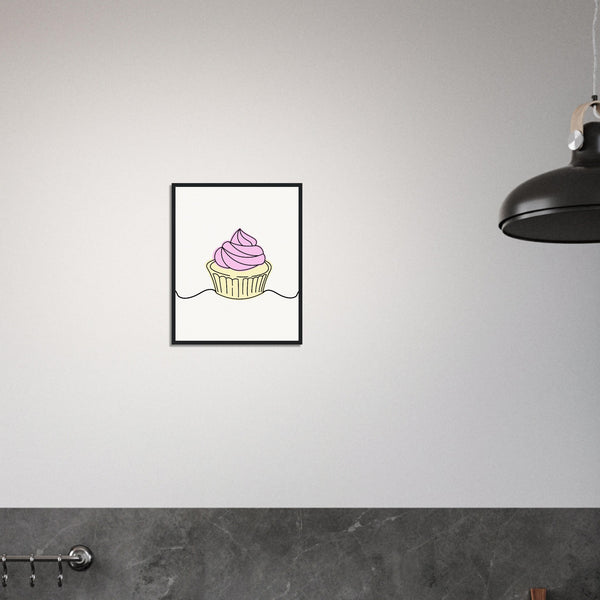 Cupcake Delight - Minimalist Pink Frosting Art - - Wooden Framed Posters