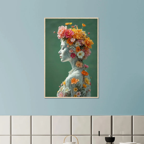 Bloom in Silence – Elegant Wooden Framed Poster - Wood frame - Wooden Framed Posters