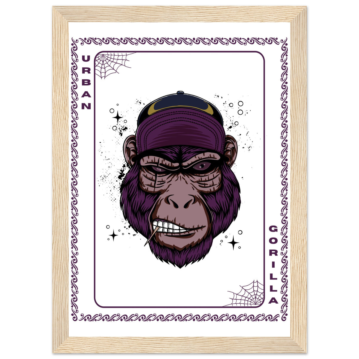 Elevate Your Decor - Steampunk, Funky, and Urban Gorilla Poster Set - A4 21x29.7 cm 8x12″ Wood frame Urban Gorilla - Wooden Framed Posters