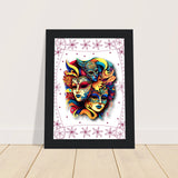 Colorful Mask Trio - Luxury Framed Print - - Wooden Framed Posters