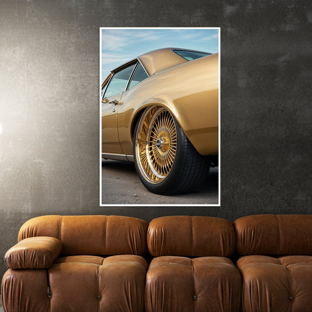 Golden Elegance on Wheels - - Framed Poster