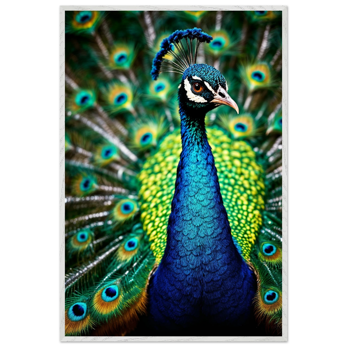 Peacock Glory Framed Poster – Exotic Wall Decor Gift - - Wooden Framed Posters