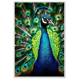 Peacock Glory Framed Poster – Exotic Wall Decor Gift - - Wooden Framed Posters