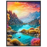 Mountain Serenity - Tranquil Landscape Art - 60x80 cm 24x32″ Black frame - Wooden Framed Poster