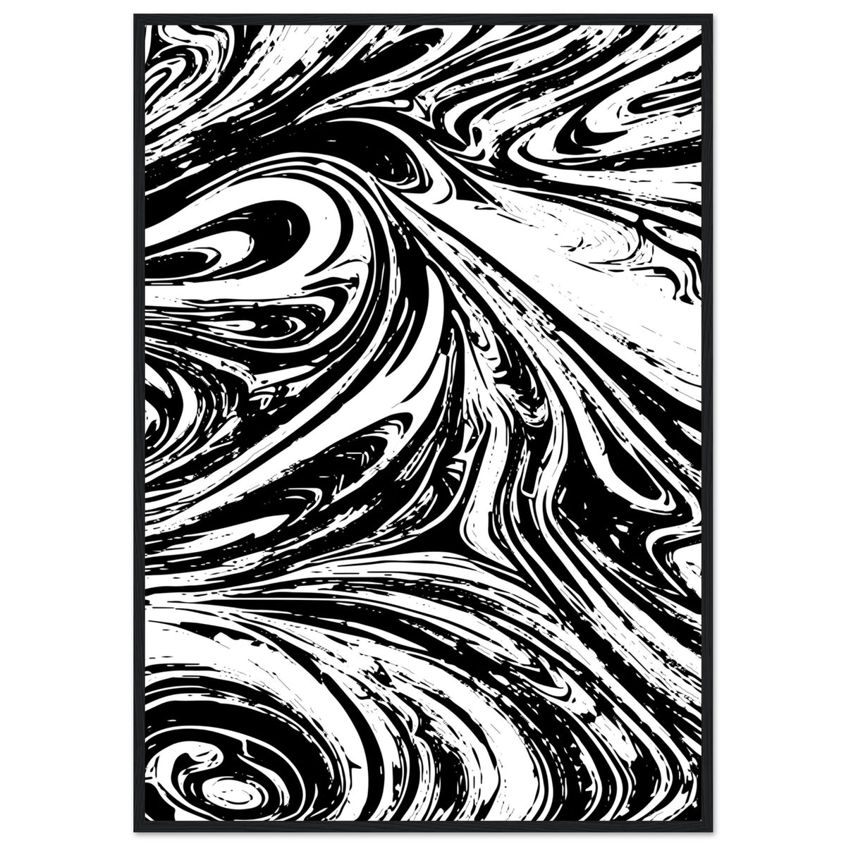 Black & White Swirl - Premium Matte Framed Poster - 70x100 cm 28x40″ Black frame - Metal Framed Posters