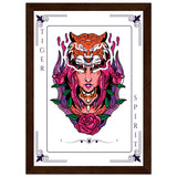 Artistry Unleashed - Warrior, Sacred Bull, and Tiger Spirit - A4 21x29.7 cm 8x12″ Dark wood frame Tiger Spirit - Wooden Framed Posters