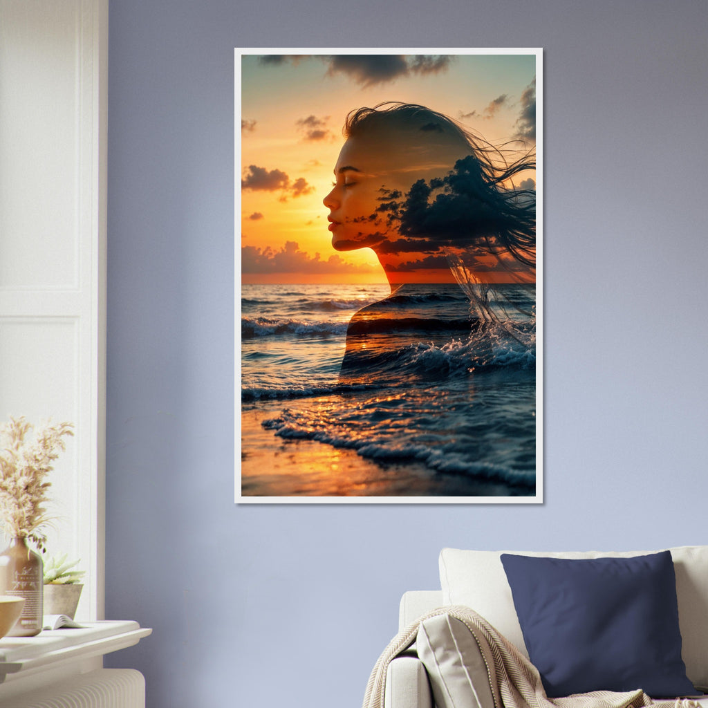 Sunset Dreams - Coastal Silhouette Framed Print - 60x90 cm 24x36″ White frame - Framed Posters