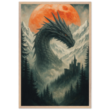 Blood Moon Dragon – Wooden Framed Poster Gift - Wood frame - Wooden Framed Posters