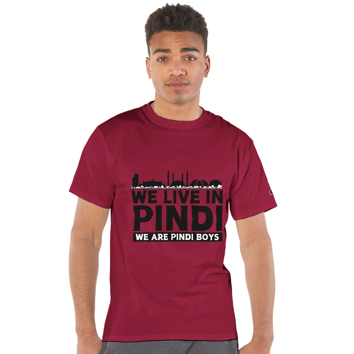 Pindi Pride - Iconic Cityscape Tee - Cardinal - T-Shirts