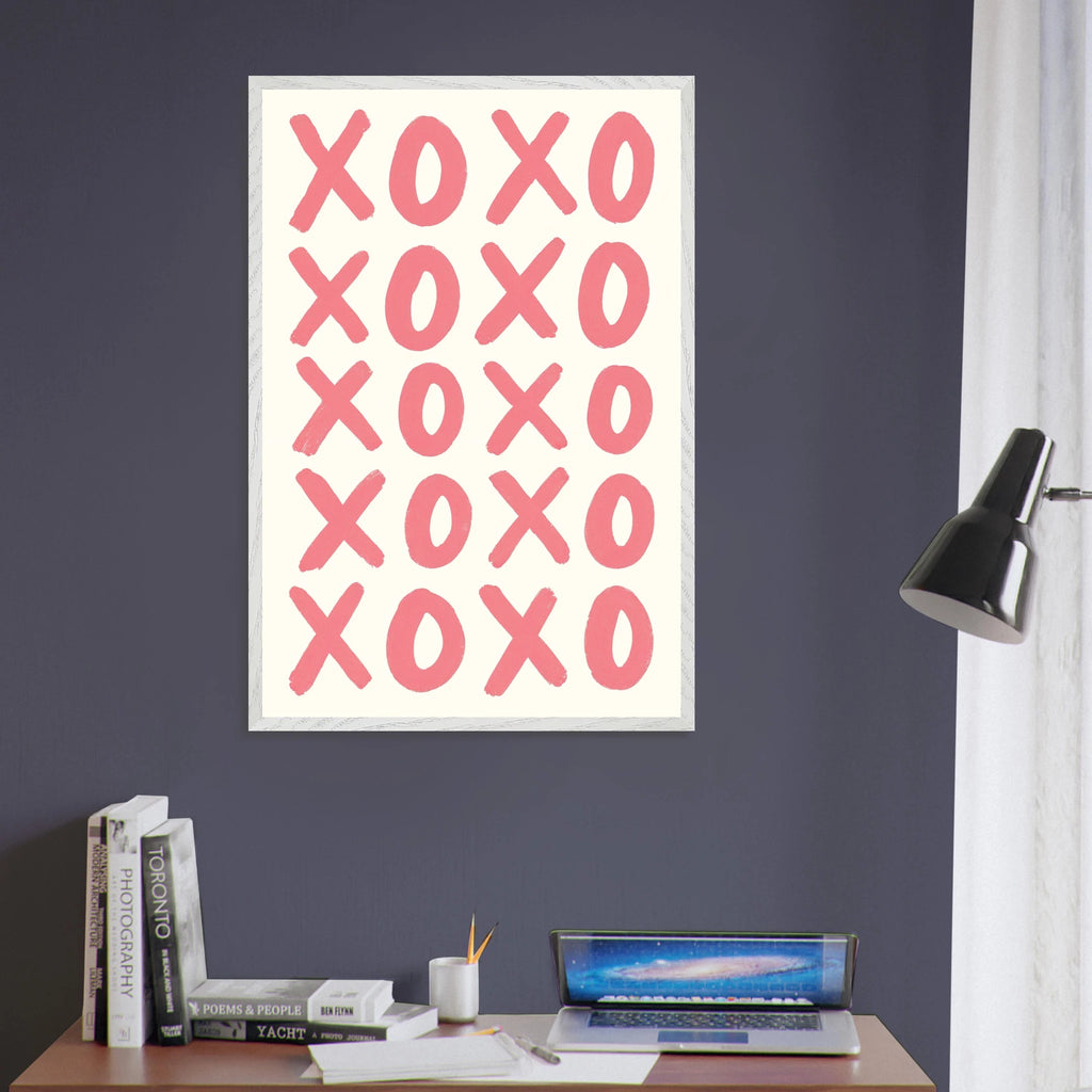 XOXO Hugs & Kisses Poster – Gift for Loved Ones - White frame - Wooden Framed Posters