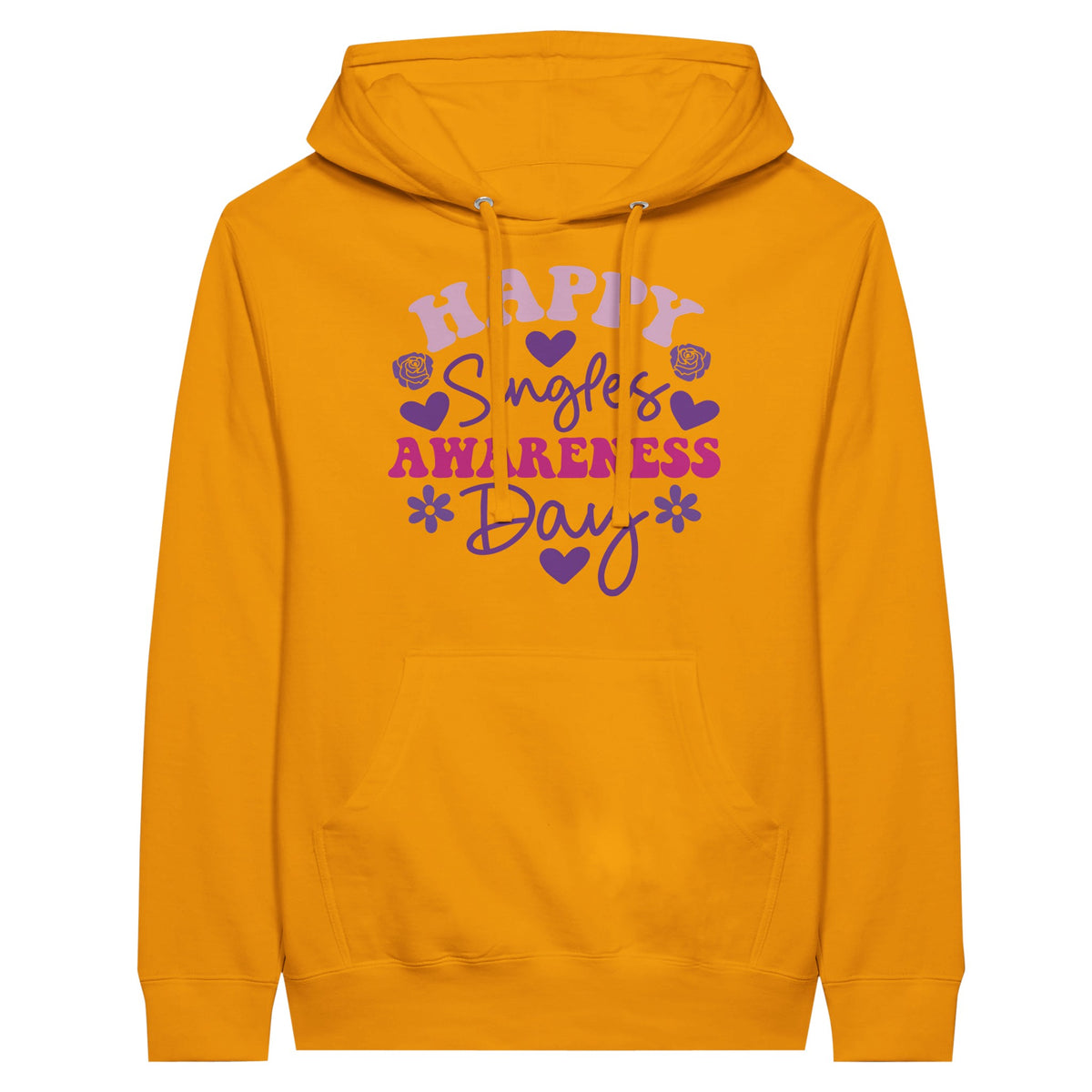 Celebrate Singles Awareness Day with Colorful Hearts Hoodie - Gold M - Hoodies