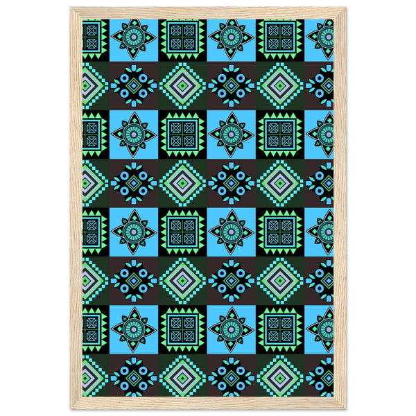 Symmetry in Blue - Luxurious Framed Print - 30x45 cm 12x18″ Wood frame - Wooden Framed Posters