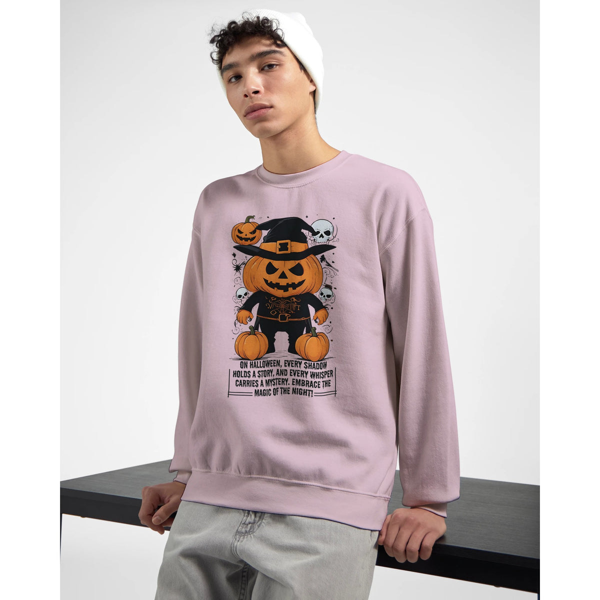 Pumpkin Witch - Embrace the Magic of Halloween - Light Pink - Sweatshirts