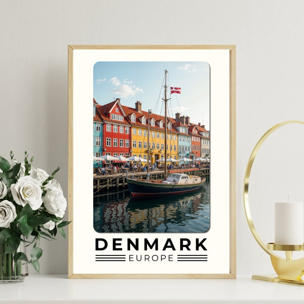 Nyhavn's AI-Crafted Beauty - 16x24 - Framed Posters