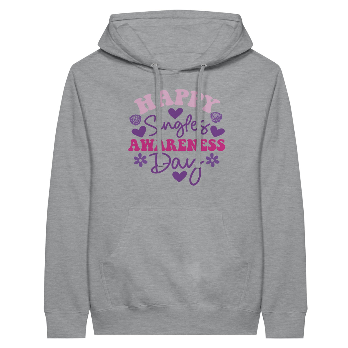 Celebrate Singles Awareness Day with Colorful Hearts Hoodie - Sports Grey - Hoodies