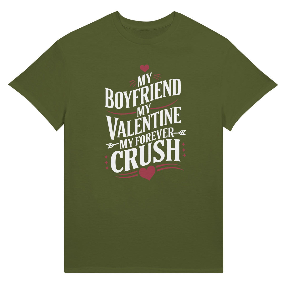 Sealed with Love - Heart & Whiskers Valentine Tee - Olive - T-Shirt