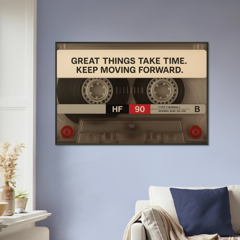 Retro Cassette Motivational Quote Wall Poster Gift - - Metal Framed Posters