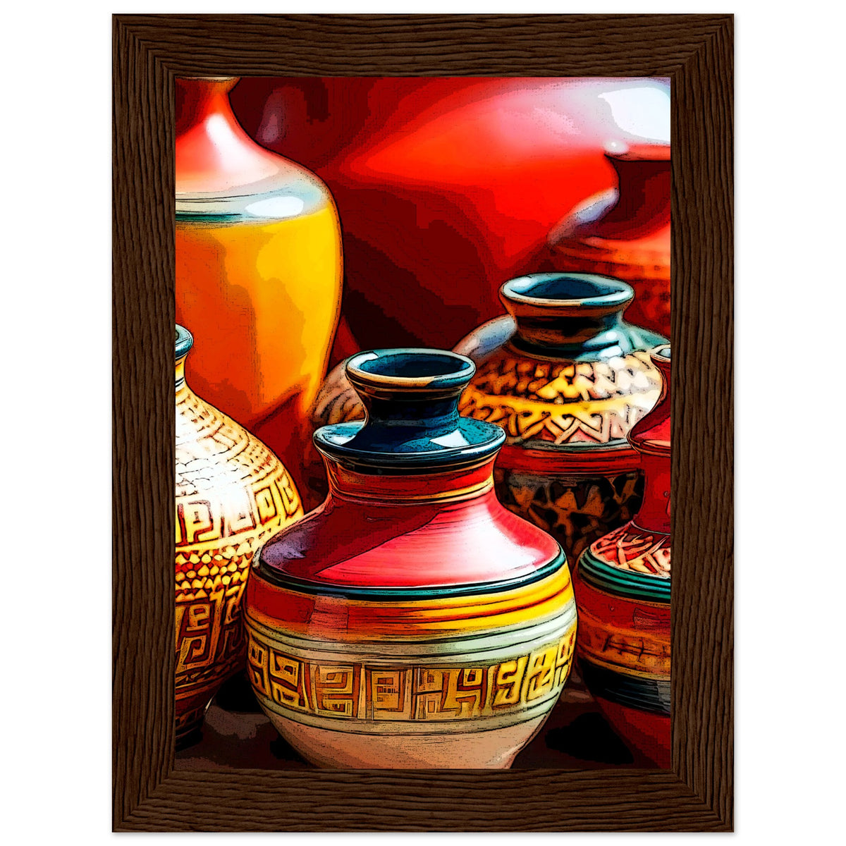 Heritage Hues - Framed Art Masterpiece - 13x18 cm 5x7″ Dark wood frame - Wooden Framed Posters