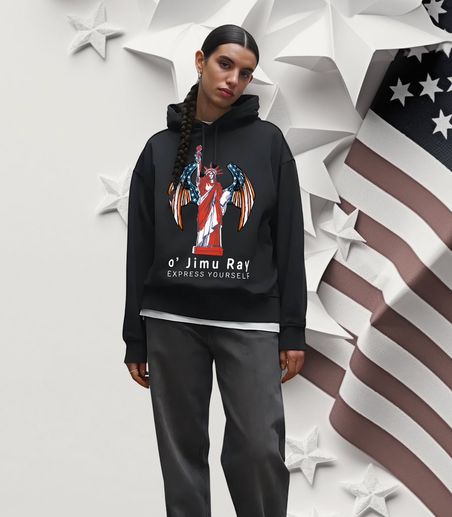 Winged Liberty - o' Jimu Ray Oversized 4th July Special Hoodie - - Hoodies