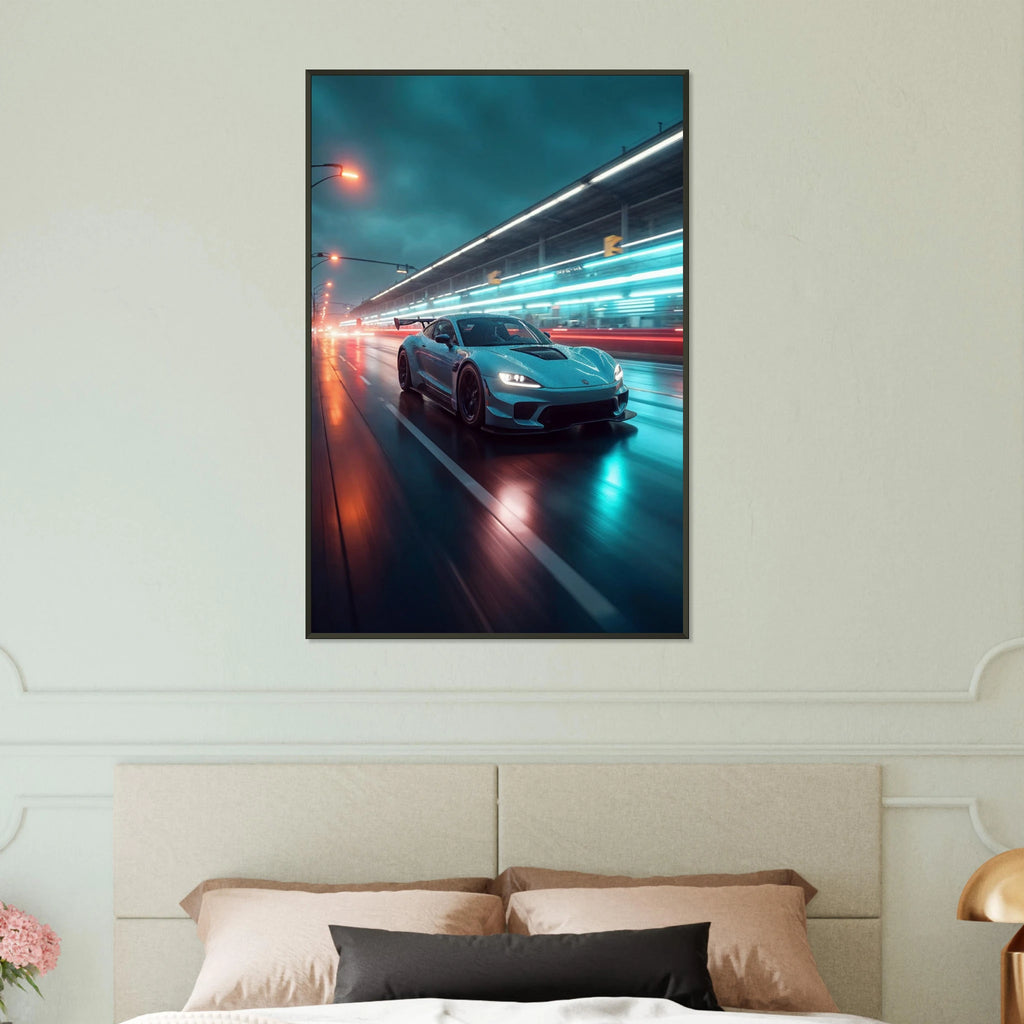 Velocity Blue - A Symphony of Speed and Style - 60x90 cm 24x36″ - Metal Framed Posters