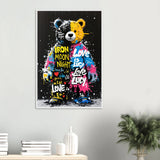 Wooden Framed Poster – Graffiti Bear for Sweet Memories - White frame - Wooden Framed Posters