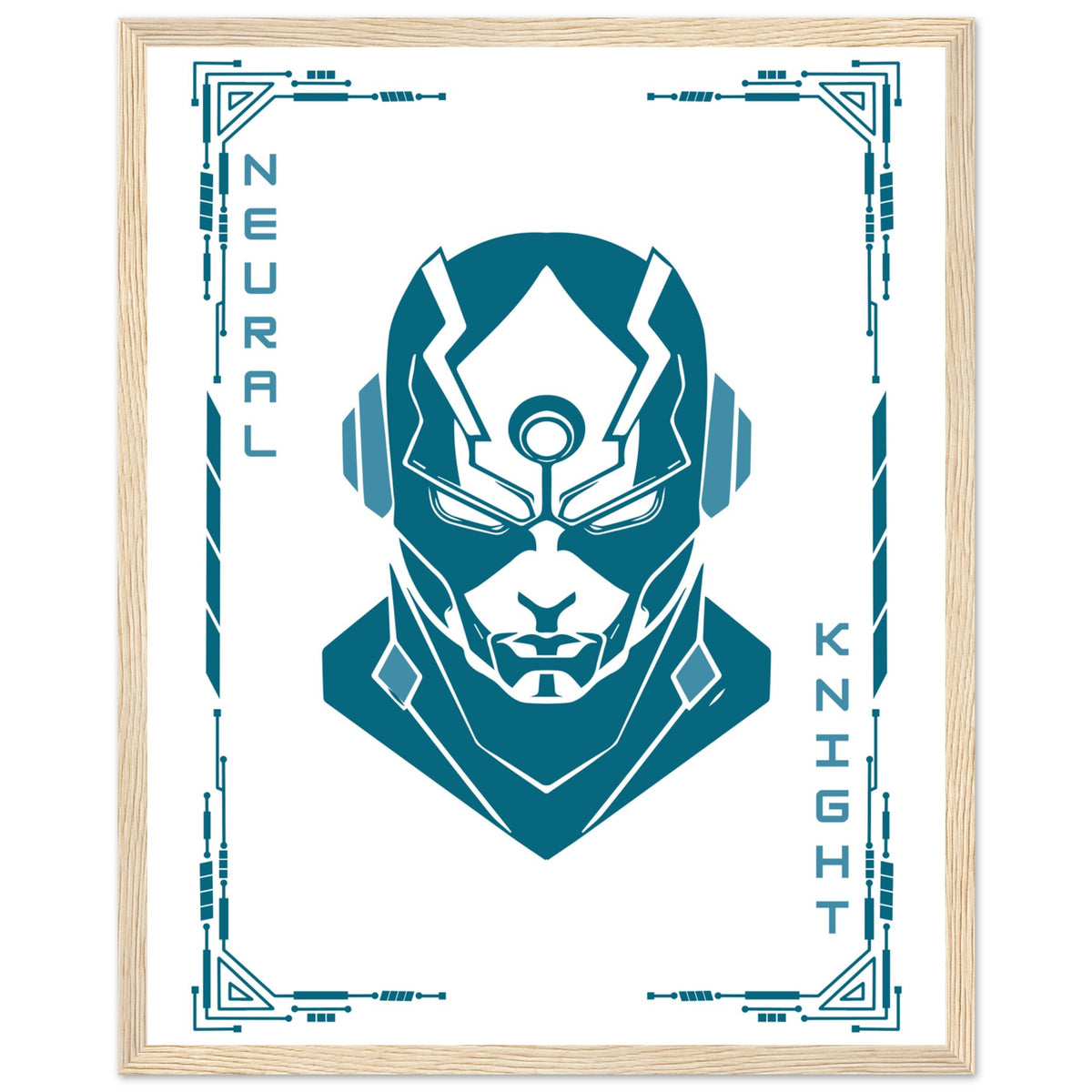 Transform Your Space - "Proton, Neural, Quantum Knights" Poster Set - 40x50 cm 16x20″ Wood frame Neural Knight - Wooden Framed Posters